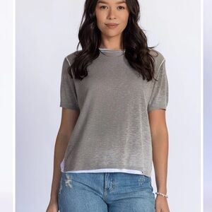 NWT Relaxed Short Sleeve Double-Layer Tee in Mushroom